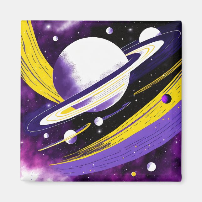 Cosmic Galaxy Planet Nonbinary Pride Magnet (Front)