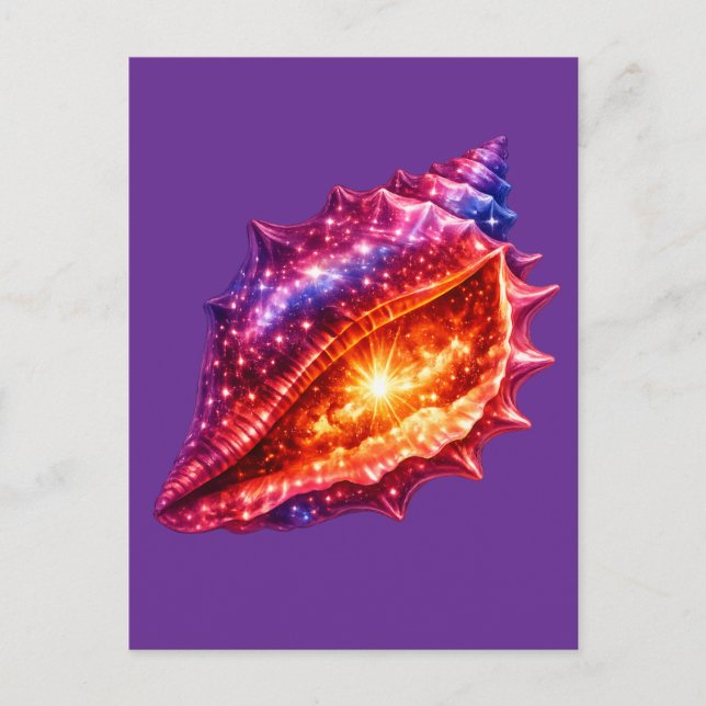 Cosmic Galaxy Shell stars nautical design  Holiday Postcard (Front)