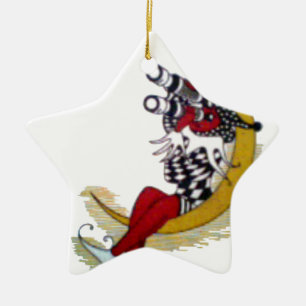 Cosmic Gaze: Elf on the Moon Adventure Ceramic Tree Decoration