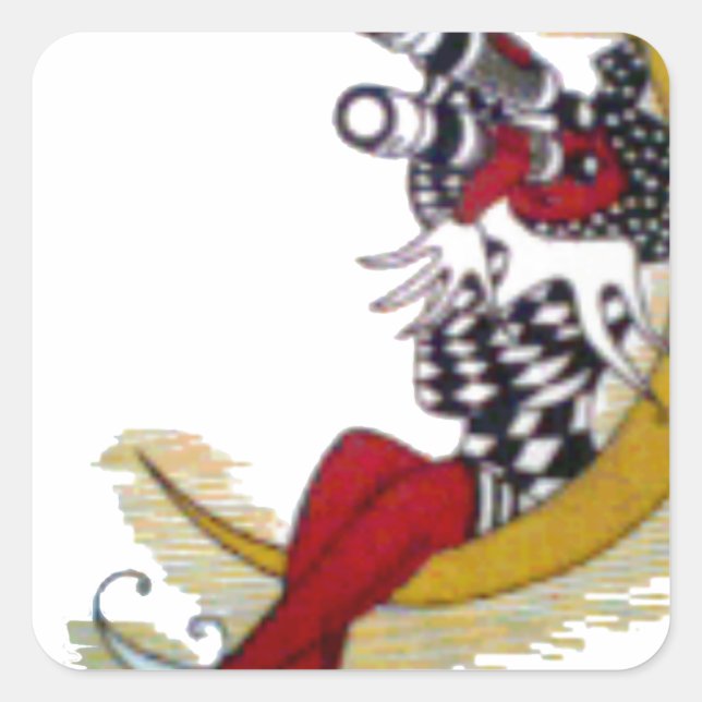 Cosmic Gaze: Elf on the Moon Adventure Square Sticker (Front)