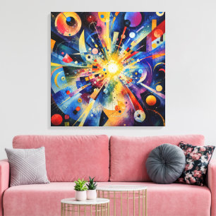 Cosmic Geometric Explosion Abstract Canvas Print