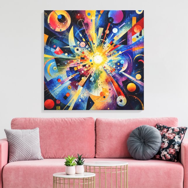 Cosmic Geometric Explosion Abstract Canvas Print (Insitu(LivingRoom))