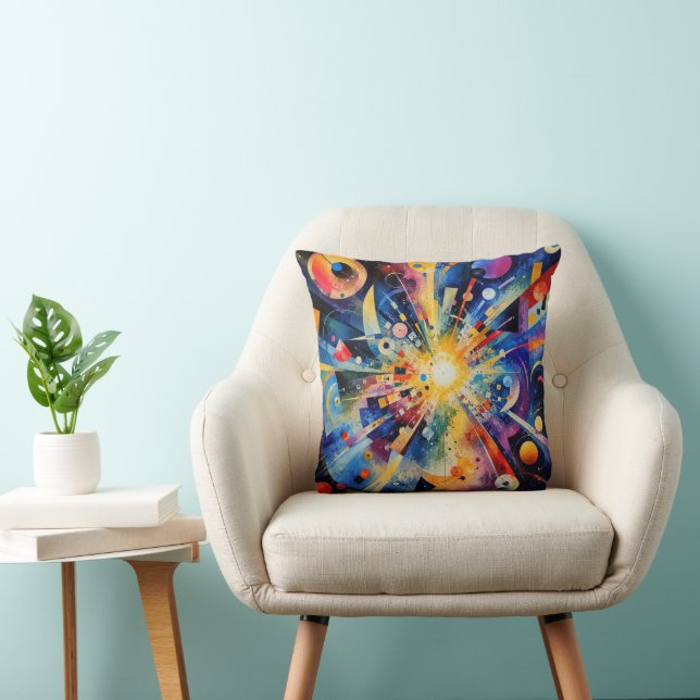 Cosmic Geometric Explosion Abstract Cushion (Chair)