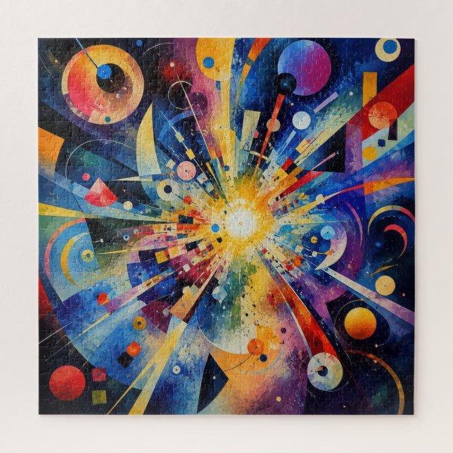 Cosmic Geometric Explosion Abstract Jigsaw Puzzle (Vertical)