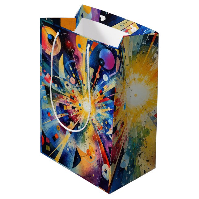 Cosmic Geometric Explosion Abstract Medium Gift Bag (Back Angled)