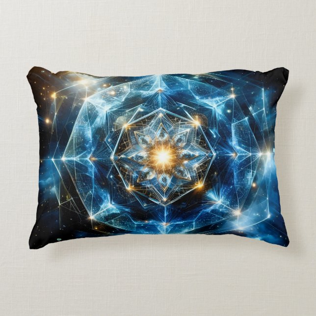 Cosmic Geometry Mandala Star Universe Abstract Decorative Cushion (Front)