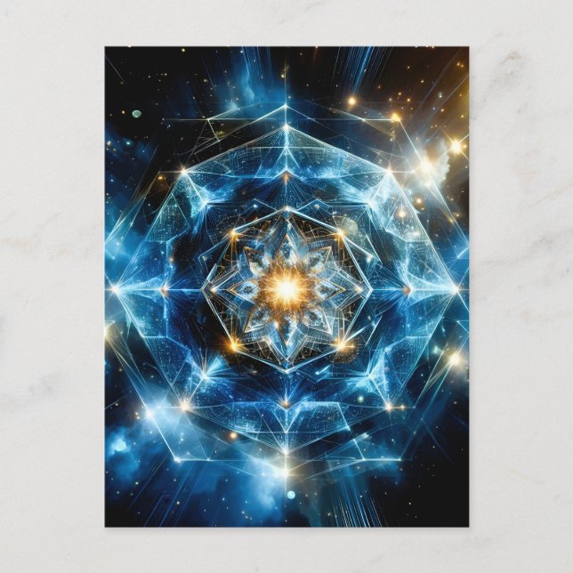 Cosmic Geometry Mandala Star Universe Abstract Holiday Postcard (Front)