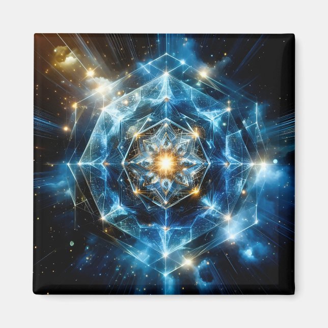 Cosmic Geometry Mandala Star Universe Abstract Magnet (Front)