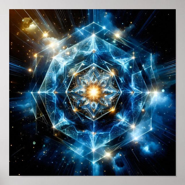 Cosmic Geometry Mandala Star Universe Abstract Poster (Front)