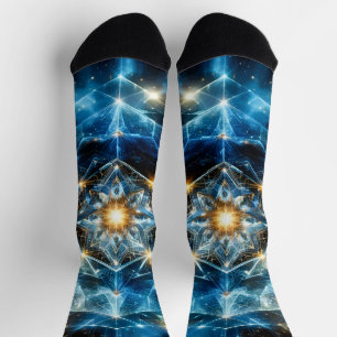 Cosmic Geometry Mandala Star Universe Abstract Socks