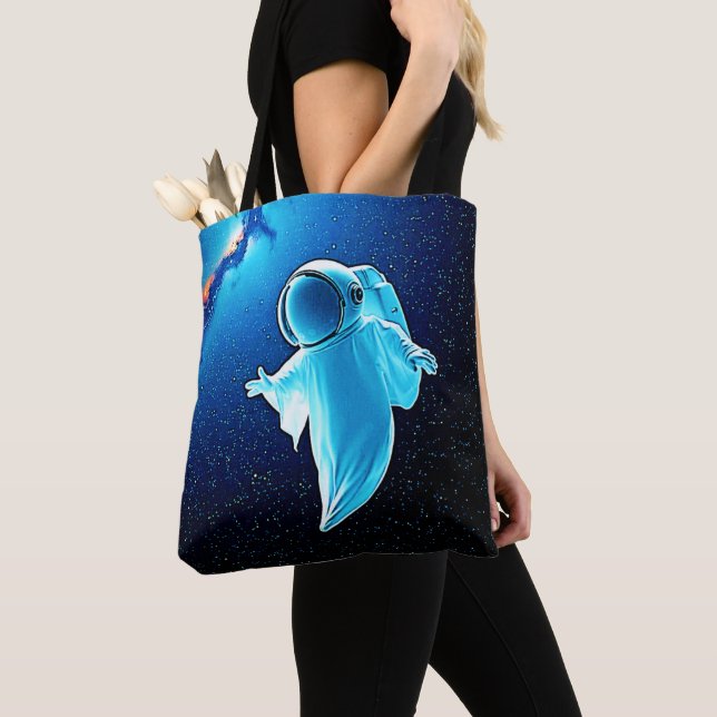 Cosmic Ghost in Space Design Tote Bag (Close Up)