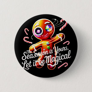 Cosmic Gingerbread Pin Buttons Set Magical Holiday