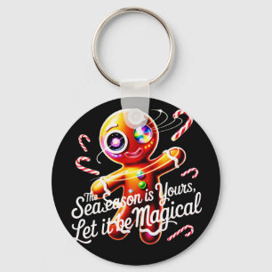 Cosmic Gingerbread Pin Buttons Set Magical Holiday Key Ring