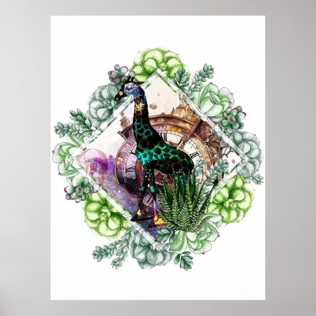 Cosmic Giraffe - Potrait With Time Travel, Skull Poster (Front)