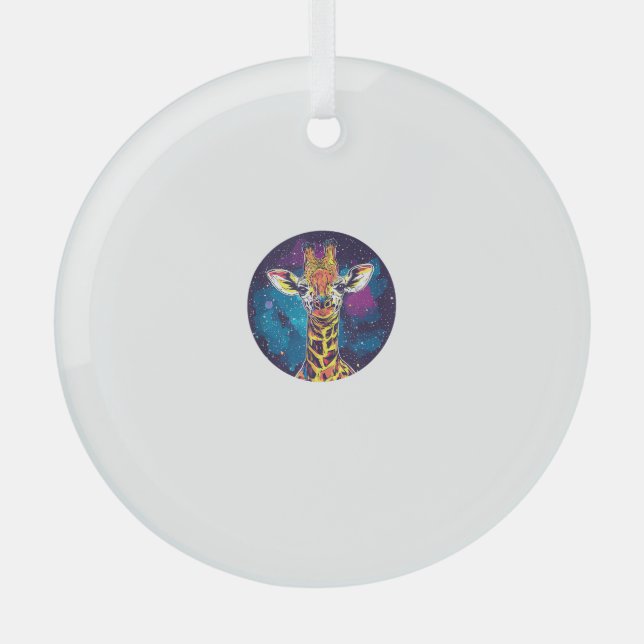 Cosmic Giraffe Universe Adventure  Glass Tree Decoration (Front)