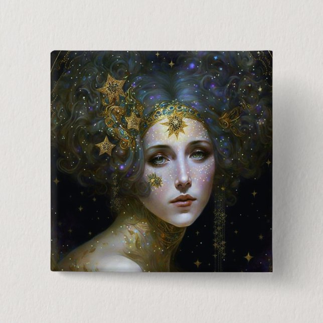 Cosmic Goddess Fantasy Art 15 Cm Square Badge (Front)