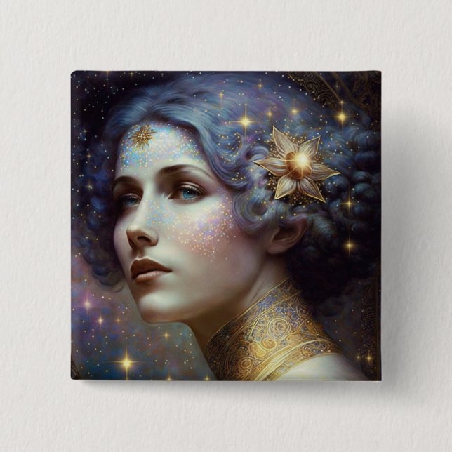 Cosmic Goddess Fantasy Art Button (Front)