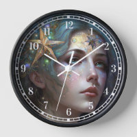 Cosmic Goddess Fantasy Art Clock