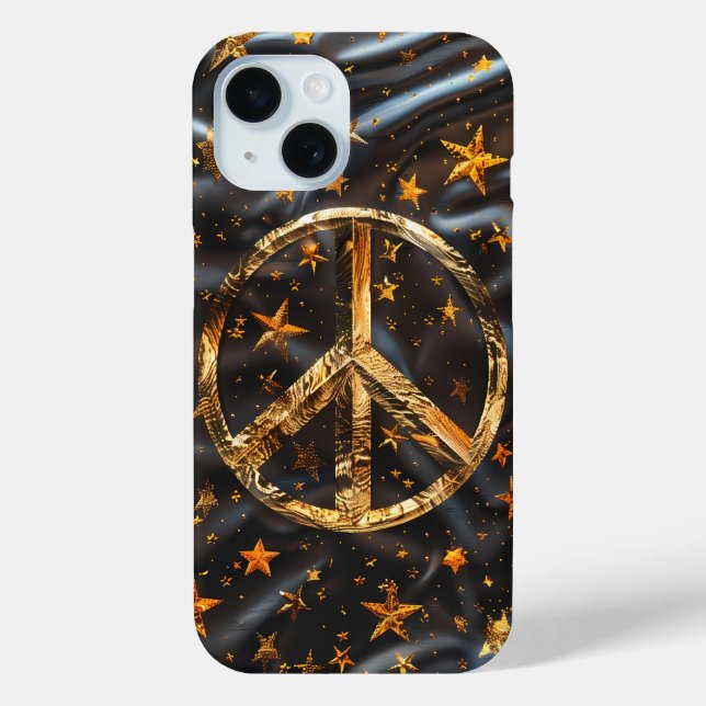 Cosmic Gold Peace Symbol Phone Case (Back)