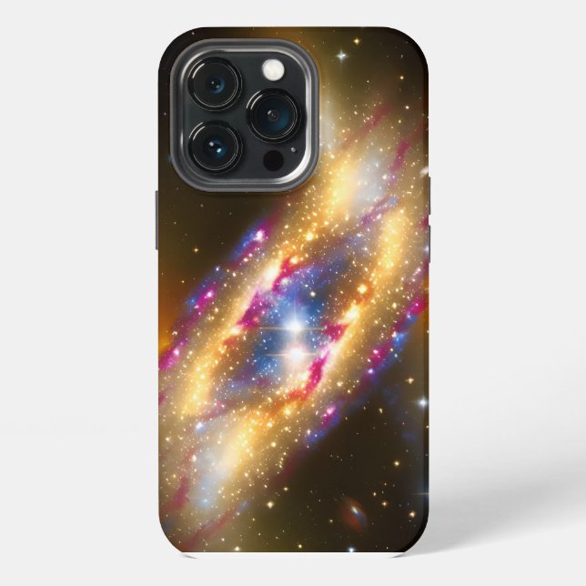 Cosmic Gold Pink Blue exploding milky way galactic iPhone Case (Back)