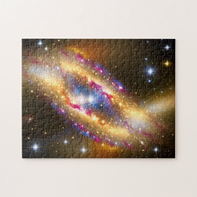 Cosmic golden pink blue star universe sky photo jigsaw puzzle (Horizontal)