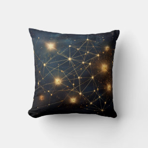 Cosmic Golden Star Network Cushion