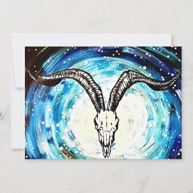 cosmic goth skull art holiday card (Front)