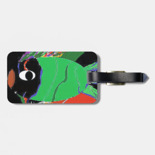 Cosmic Green Fish PATROL Luggage Tag