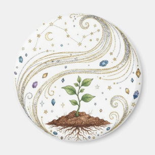 Cosmic Growth Nature Plant with Roots and Stars Magnet