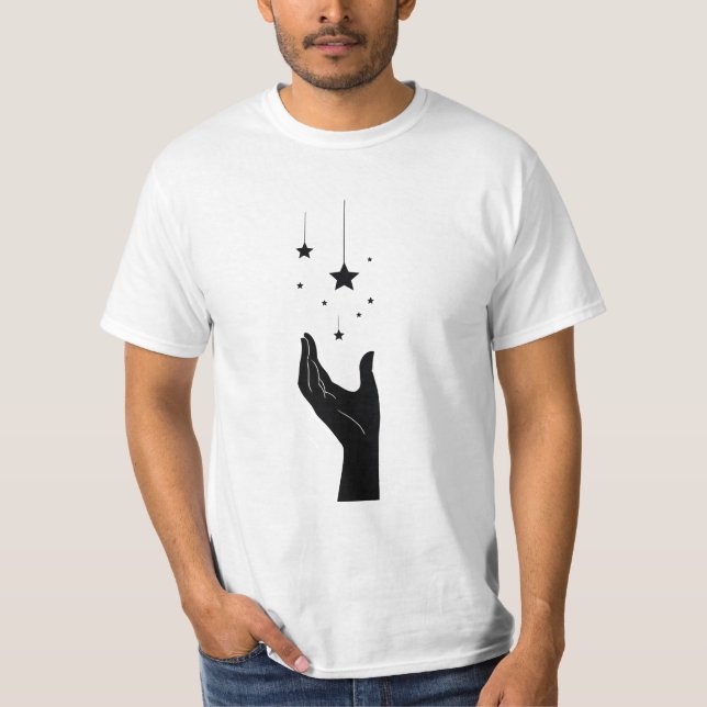 Cosmic Hand Holding Stars T-Shirt (Front)