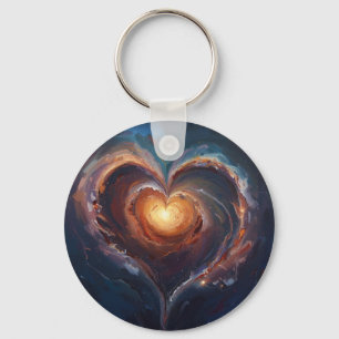 Cosmic Heart Galaxy Love Art – Universe Romance  Key Ring