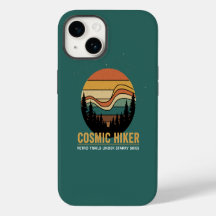 Cosmic Hiker Retro 70s Sunset Space Forest Stars