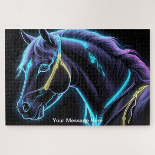 Cosmic Horse with vibrant Neon Colour Jigsaw Puzzle
