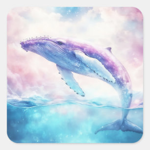 Cosmic Humpback Whale in Celestial Waters Square Sticker