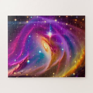 Cosmic Indigo Galaxy Purple Dance Universe Party Jigsaw Puzzle