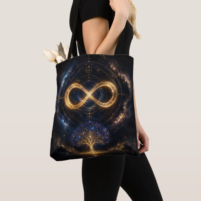 Cosmic Infinity Tree Shoulder Tote Bag (Close Up)