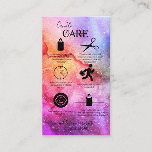 Cosmic Ink Turquoise Blue Pink Gradient Candle  Business Card