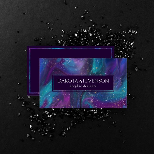 Cosmic Ink | Turquoise Blue Purple Galaxy Nebula Business Card (Creator Uploaded)