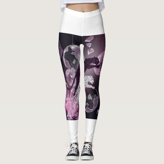 Cosmic Jaguar Disco Glam Leggings 🐆✨ (Front)