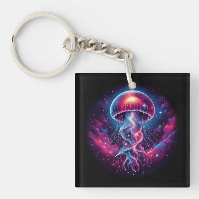 Cosmic Jellyfish Artwork Galaxy Key Ring (Front)