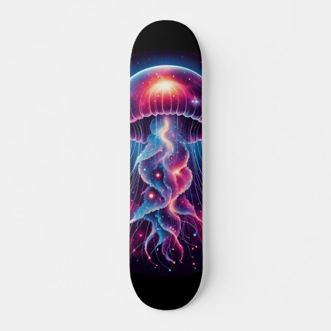 Cosmic Jellyfish Artwork Galaxy Skateboard (Front)