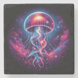 Cosmic Jellyfish Artwork Galaxy Stone Coaster