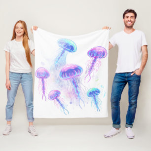 Cosmic Jellyfish Glow Fleece Blanket
