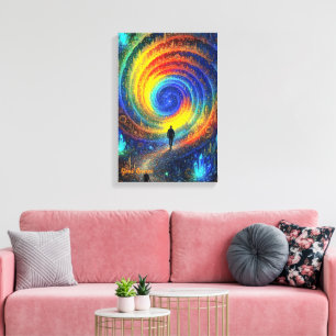 Cosmic Journey Galaxy Rainbow Light Surreal Canvas Print