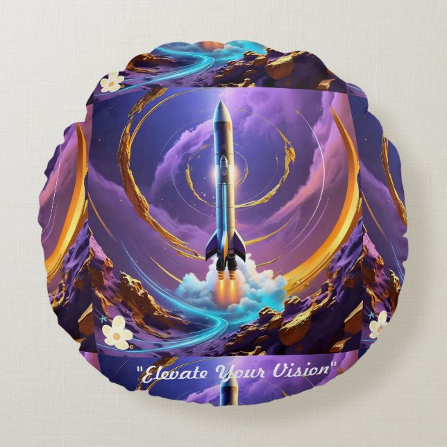 "Cosmic Journey Within" Round Cushion (Front)