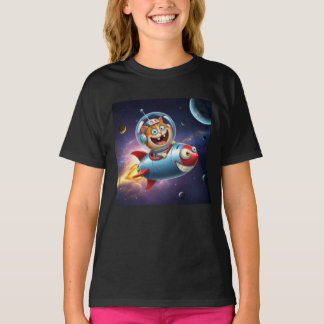 Cosmic Kitty Rocket Ride Funny Space Cat Adventure T-Shirt