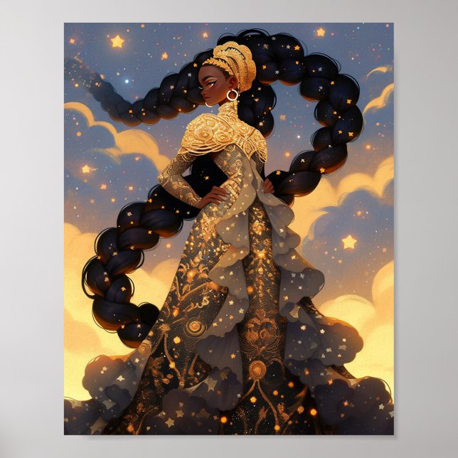 Cosmic Lady African American Fantasy Art Poster (Front)