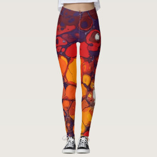 Cosmic Lava, Orange and Red, Purple Background Leggings