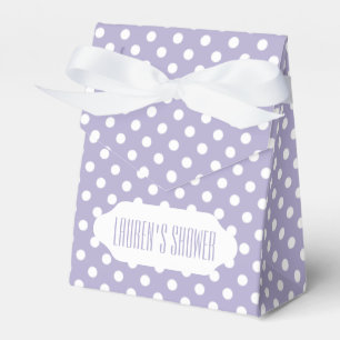 Cosmic lavender/purple polka dots custom favour bo box