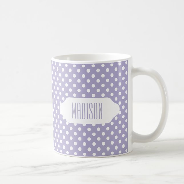 Cosmic lavender/purple polka dots custom mug (Right)